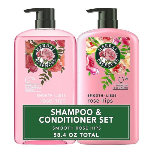 Herbal Essences Shampoo and Conditioner Set, Smooth Collection with Vitamin E, Rose Hips, Jojoba for Shiny Hair, Paraben-Free, Safe for Color-Treated Hair, 29.2 Fl Oz Each, 2 Pack