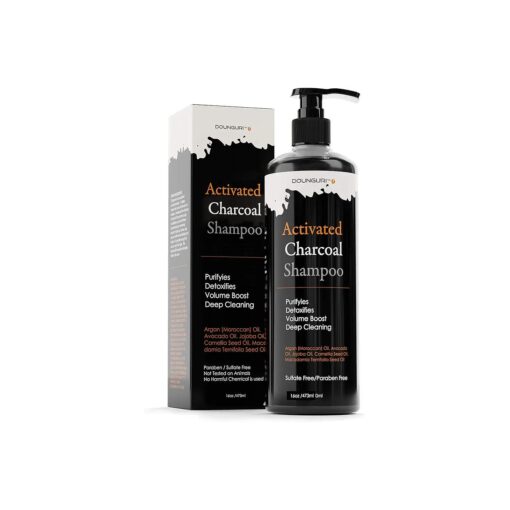 Sulfate Free Activated Charcoal Hair Shampoo for Clarifying, Detoxification and Volumizing 16oz - Organic Ingredients : Argan ( Moroccan ), Avocado ( Shampoo )