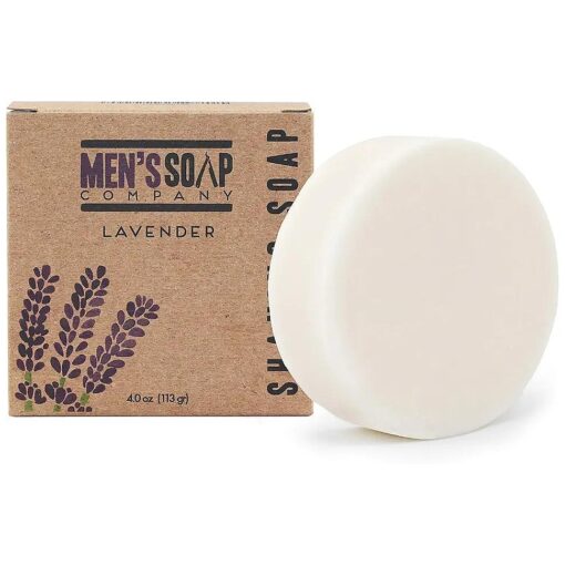 Men 's Soap Company Shaving Soap for Men and Women 4.0 oz Refill Puck Made With Natural Vegan Plant Ingredients - Shea Butter & Vitamin E Create Thick Shave Soap Lather for Skin Protection, Lavender