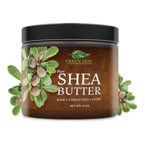 Green Leaf Naturals African Shea Butter - Raw, Unrefined Ingredients - Body Moisturizer Lotion Bar to Hydrate, Nourish, Soften Skin & Hair - Ivory Body Butter for Women & Men - All Skin Types - 16oz