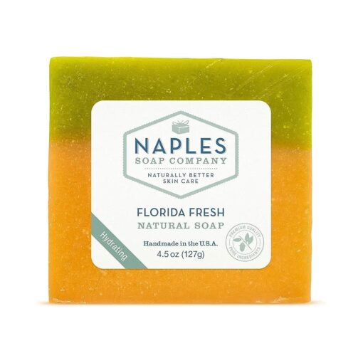 Naples Soap Company Natural Shea Butter and Olive Oil Soap Bar - Antioxidant-Rich Soap Bar Naturally Moisturizes for Smooth, Supple Skin - No Harmful Ingredients - Florida Fresh, 4.5 oz