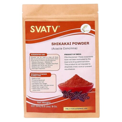 SVATV Shikakai Powder Acacia Concinna Natural Hair Growth & Ayurvedic Hair Mask Strengthens And Repairs Damage Hair For Men And Women Natural Hair Care Products - 227g 8oz, Half Pound