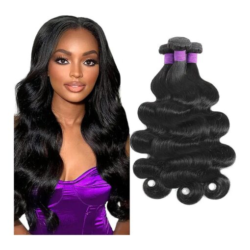 Brazilian Body Wave Bundles 18 20 22 Inch Human Hair Bundles 100 % Unprocessed Brazilian Virgin Hair Body Wave 3 Bundles Human Hair Weave Extensions Natural Color