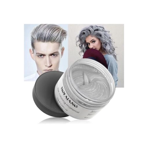 Silver Gray Hair Wax Pomades 4.23 oz - Natural Hair Coloring Wax Material Disposable Hair Styling Clays Ash for Cosplay, Party ( Silver Gray )