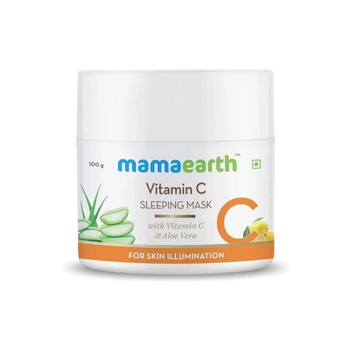 Mamaearth Vitamin C Sleeping Face Mask | Overnight Restorative Night Time Skincare | Hydrating Cream-Gel Mask for Radiant Skin | No Paraben | 3.53 Oz ( 100g )