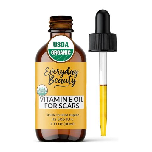 Organic Vitamin E Oil for Scars - All Natural & Vegan Skin Moisturizer 1oz - Light and Unscented Great for Scars After Surgery - Reduce Wrinkles, Anti Aging, Lighten Dark Spots - Face, Skin & All Over