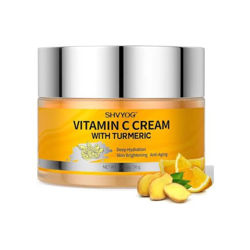 Vitamin C Face Moisturizer, Turmeric Vitamin C Face Cream, Anti-aging Hydration Skin Firming & Brightening Cream for Dark Spots, Wrinkles, Uneven Skin Tone, Vitamin C Lotion for Instant Glow, 1.76 OZ