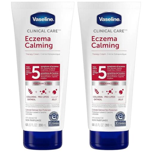 Eczema Calming Hand & Body Cream Lotion for Dry Skin - Unscented Clinical Care Cream Body Lotion with Colloidal Oatmeal Skin Protectant, Pro-Lipids Jelly, 6.8 Oz Ea ( Pack of 2 )