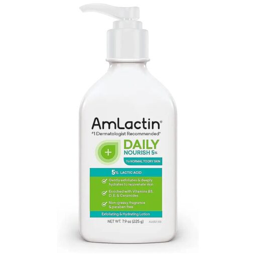 AmLactin Daily Nourish 5 % - 7.9 oz Body Lotion with 5 % Lactic Acid - Exfoliator and Moisturizer for Dry Skin