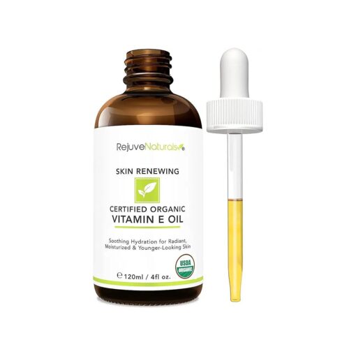 Vitamin E Oil - 100 % All Natural & USDA Organic ( LARGE 4oz Bottle ) Repair Dry, Damaged Skin from Surgery & Acne, Age Spots & Wrinkles, For Radiant, Hydrated & Youthful Skin, Face & Body Moisturizer