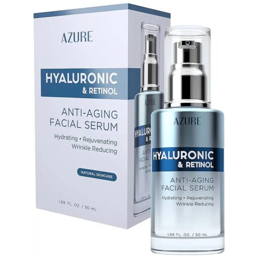 AZURE Hyaluronic & Retinol Anti Aging Facial Serum - Hydrating, Anti Aging & Rejuvenating | Reduces Wrinkles, Fine Lines & Creases | Evens & Restores Skin Tone | Made in Korea - 50mL