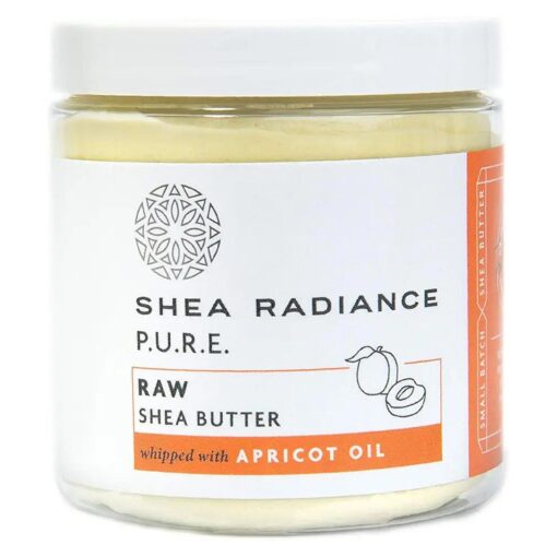 Shea Radiance Raw Shea Butter 100 % Natural & Unrefined - Deep Penetrating w/Long Lasting Moisture, Great for Cracked Heels, Deep-Conditioning for Hair, All Ages | Apricot Oil ( 5oz )