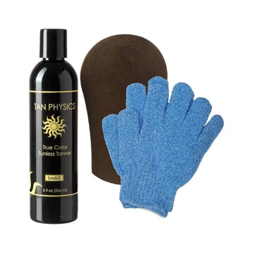 True Color Tanner 8 Ounces w/FREE Tanning Mitt and Exfoliation Gloves by Sans-Sun