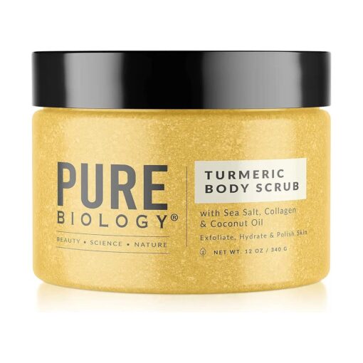 Exfoliating Body Scrub for Men and Women | Turmeric Scrub and Sea Salt Scrub Body Exfoliator with Collagen and Coconut Oil | Hydrating Face Scrub Foot Scrub and Dead Skin Remover for Body Care