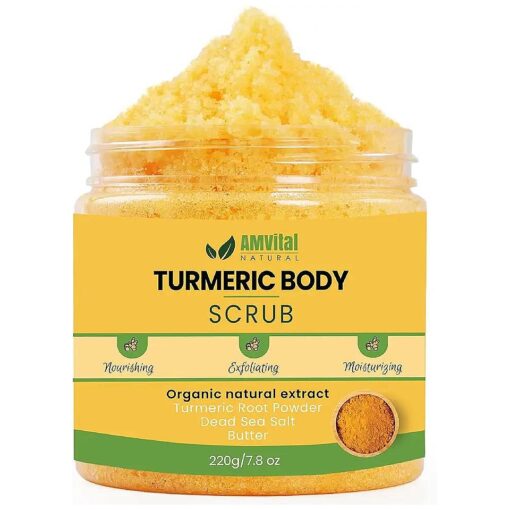 Turmeric Body Scrub - Handmade Natural Scrub For Body, Face, Hand, and Foot - Natural Skincare Body Scrub For Women - Suitable for All Skin Types ( 7.8oz )