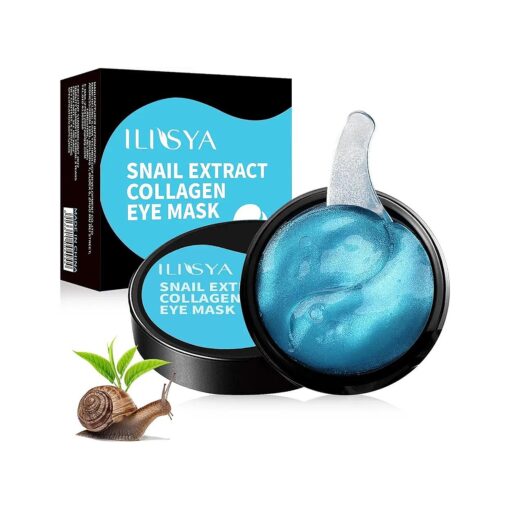 ROUSE Snail Extract Collagen Under Eye Patches with Hyaluronic Acid Anti-Aging Eye Mask Under Eye Bags Dark Circle Removal Moisturizing Repairing Friming Eye Gel Treatment Mask-60pcs