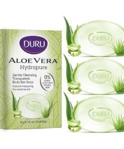 Duru Aloe Vera Glycerin Bar Soap - Vegan Transparent Cleansing Bar Moisturizing Sensitive Skin Wash for Women and Men Plant Based - 3 Pack