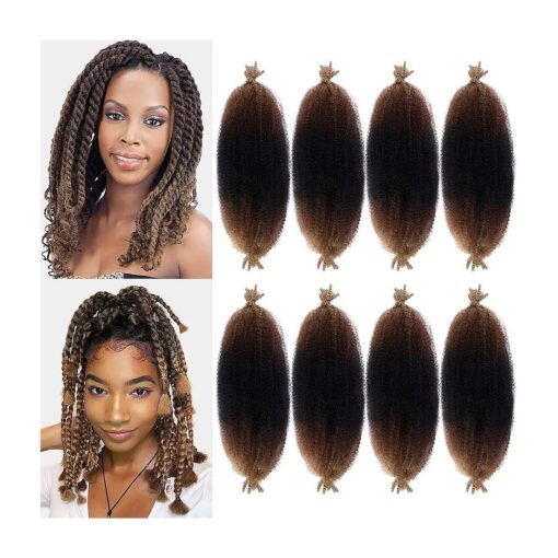 HANNE 8 Packs Marley Twist Braiding Hair Extensions for Women and Men 18 Inch Marley Hair Bundles Afro Twist Hair Crochet Springy Faux Locs Marley Kinky Braiding Hair ( 18 Inches, 1B/30/27 #, 8 Packs )