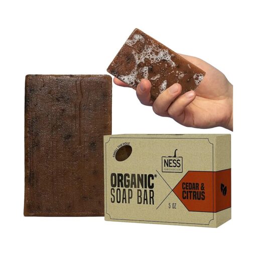 Ness Mens Soap Bar - Cedar & Citrus Scent, Natural Soap For Men With Organic Ingredients, Mens Bar Soap With Essential Oils, Moisturizing Bar Soap For Men, Handmade In The USA, Cruelty Free, Vegan