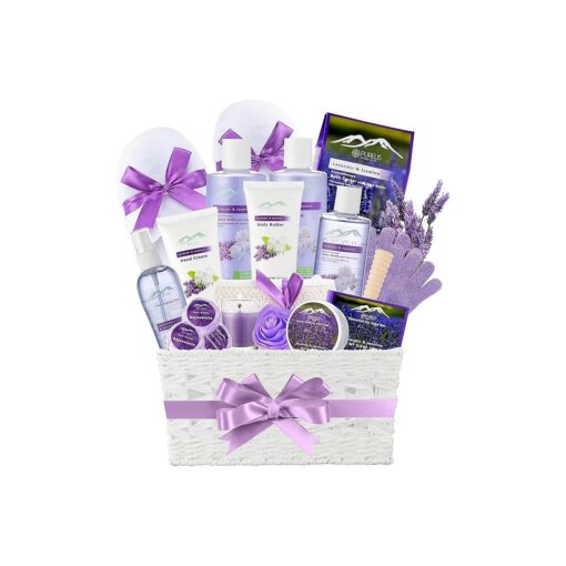 Luxury Bath Spa Set for Women -Purelis XL Jasmine & Lavender Body wash, Bath Gift set Basket with Natural Spa Essentials - Sulfate & Paraben-Free -Perfect Skincare Kit Ideal Spa Baskets for Women Gift