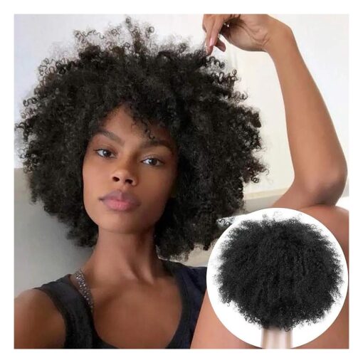 BECUS Afro Curly Wigs for Black Women Heat Resistant Brazilian Remy Human Hair Wigs ( 8 inches Natural Spiral Black # 1B )