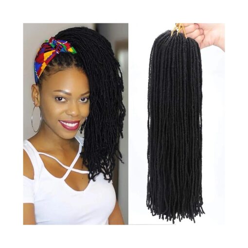 GX Beauty 5Pcs/Lot New Micro Locs Crochet Hair 18inch Goddess Locs Crochet Braids Hair Straight Natural Sister Locs Braiding Hair Extensions ( 1B # )