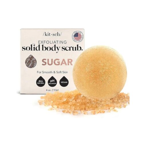 Kitsch Exfoliating Sugar Body Scrub Bar - Soap Bar for Smooth, Hydrated & Glowing Skin | Made in US | Natural Exfoliating Bar Soap for Men & Women with Sugar Scent | Sulfate Free & Paraben Free, 4 oz