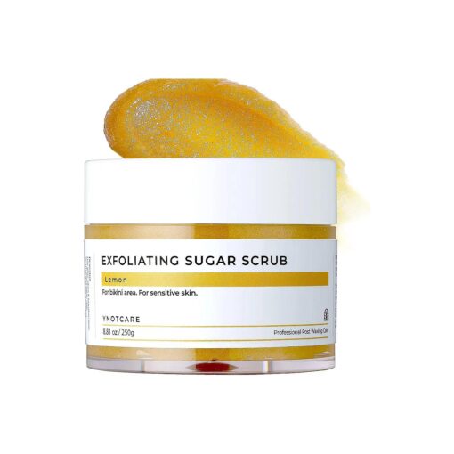 Exfoliating Sugar Scrub-For Bikini Intimate Area, Sensitive Skin, Prevent Ingrown Hair and Razor Bumps After Brazilian Wax And Bikini Shave, Lemon/8.81oz