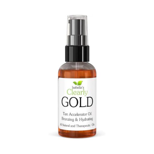 GOLD, 100 % Natural Tanning Oil with Bronzer | Moisturizing Sun Tan Accelerator Body Oil for a Healthy Bronze Glow with Olive, Carrot Seed, Coconut | Made in USA ( 2 Oz )