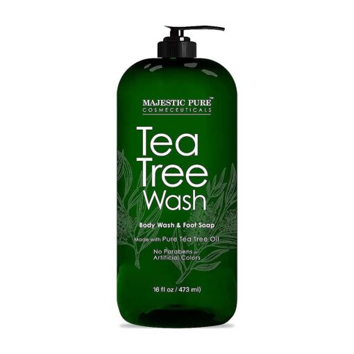 MAJESTIC PURE Tea Tree Body Wash - Formulated to Combat Dry, Flaky Skin - Soothes, Nourishes and Moisturizes Irritated, Chapped, Problem Skin Areas - ( Packaging may Vary ) -16 fl, oz .