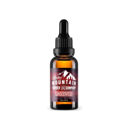 Rocky Mountain Barber Company Men 's Unscented Beard Oil - Featuring Grapeseed Oil, Coconut Oil, Argan Oil and No Added Scent