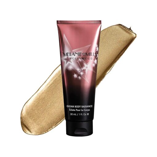 Melanie Mills Hollywood Gleam Body Radiance All In One Makeup, Moisturizer & Glow For Face & Body - Disco Gold, Mini 1 fl.oz .