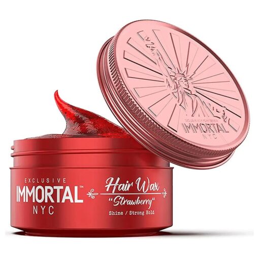 Immortal NYC Strawberry Hair Wax - 8 out of 9 Holding Ability, Max Shine - All Natural Water-Based Hair Wax for Men - No Residue, All Hair Types