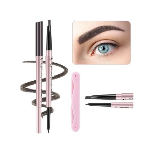 1-Pack Eyebrow Pencil, Brow Pen Dual-ends Thick & Fine Tip Retractable Waterproof Long-lasting Natural Eye Brows Makeup with Eyebrow Trimmer ( Dark Brown )