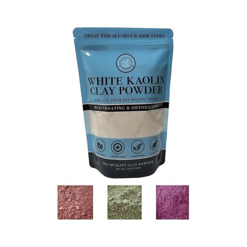 Kaolin White Clay 12 oz Powder, 100 % natural for making DIY spa mud mask for face/facial, hair, body, soap, deodorant, bath bomb, talc, setting makeup, and lotion