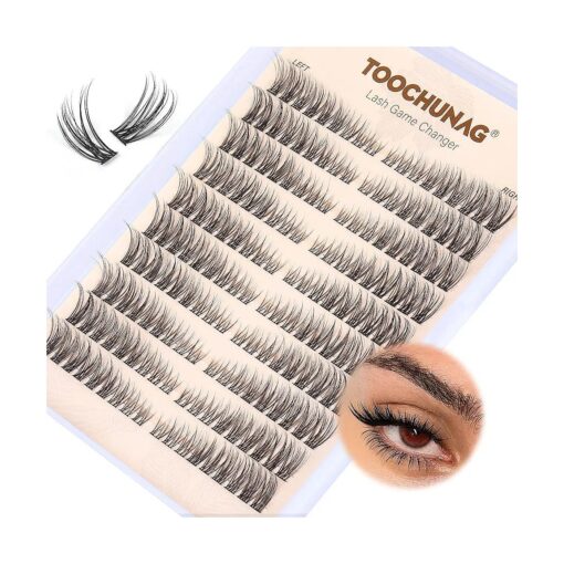 Natural Lash Clusters Wispy Eyelash Clusters C Curl Left & Right Cluster Eyelashes Extensions 180pcs Cluster Lashes DIY Individual Lash Extension Thin Band Cat Eye Lashes by TOOCHUNAG