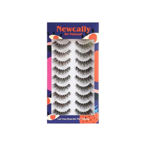 Newcally Lashes Natural Wispy False Eyelashes Cat Eye Lashes Hand-Knotted Soft Light Volume Fake Lashes Multipack