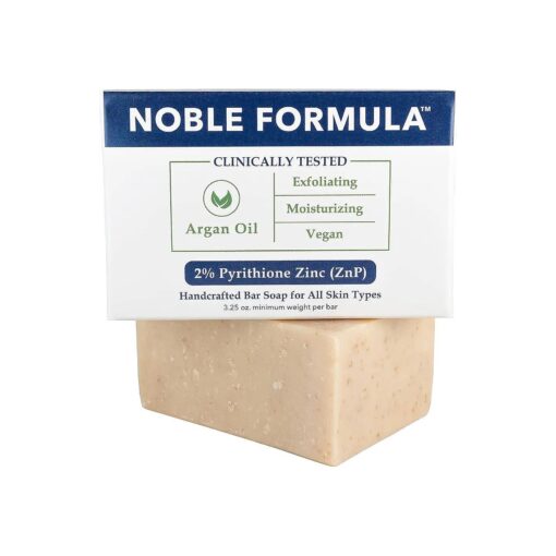 Noble Formula Zinc Bar Soap, Vegan Argan Oil 2 % Pyrithione Zinc ( ZnP ) for All Skin Types Including Those With Acne, Psoriasis and Eczema, 3.25 oz