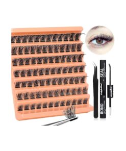 DIY Lash Extension Kit Lash Clusters Natural Look with Bond and Seal DIY Eyelash Extension Kit Lash Applicators for Individual Lashes D Curl Eyelash Clusters with Mascara Brush Cluster Lashes Glue