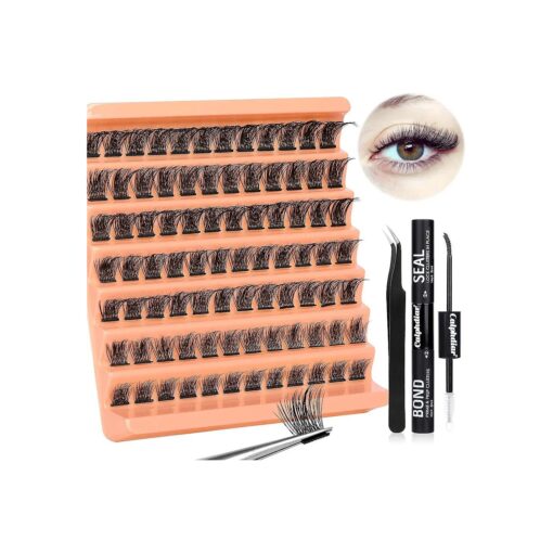 DIY Lash Extension Kit Lash Clusters Natural Look with Bond and Seal DIY Eyelash Extension Kit Lash Applicators for Individual Lashes D Curl Eyelash Clusters with Mascara Brush Cluster Lashes Glue