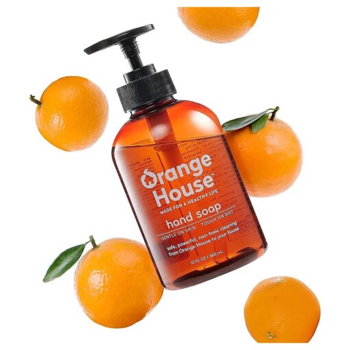 ORANGE HOUSE Natural Liquid Hand Soap with Food-Grade Orange Oil, Cruelty-free, Soft and Moisturizing, 12 Fl Oz