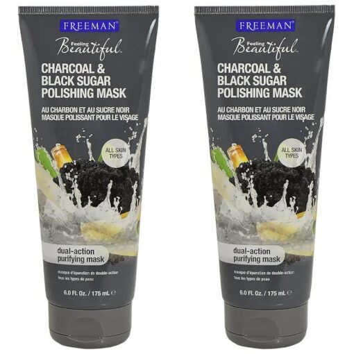 Freeman Facial Charcoal & Black Sugar Polish Mask 6 oz, - Set of 2