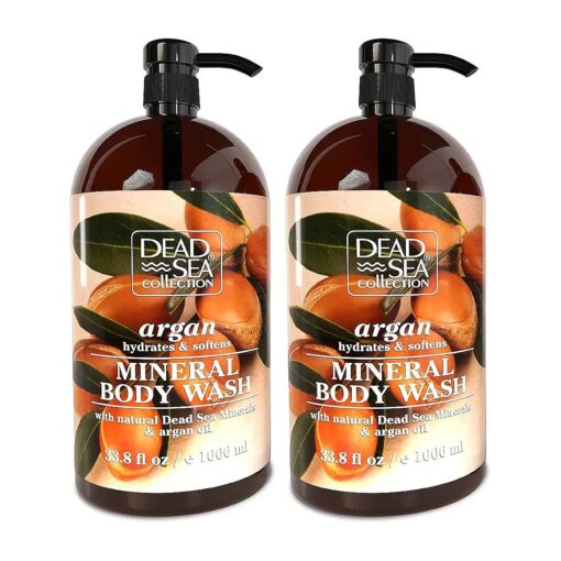 Dead Sea Collection Argan Body Wash - with Natural Sea Minerals and Argan Oil - Cleanses and Moisturizes Skin - Pack of 2 ( 67.6 fl, oz )