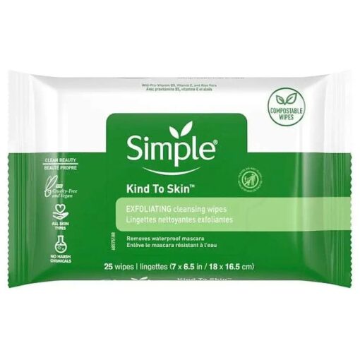 Simple Kind Exfoliating Facial Wipes - 25 per pack - 6 packs per case, 25 Count ( pack of 6 )