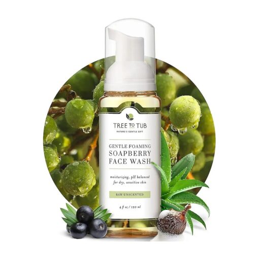 Tree to Tub Sensitive Skin Face Wash for Dry Skin - Fragrance Free Gentle Face Cleanser for Women & Men, Unscented Hydrating Foaming Facial Cleanser, Daily Face Soap w/All Natural Organic Aloe Vera