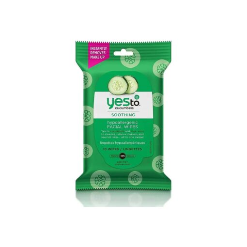 Yes To Cucumbers Face Wipes for Sensitive Skin Soothing Travel Facial Wipes | 10 Count ( Model : 3371028 )