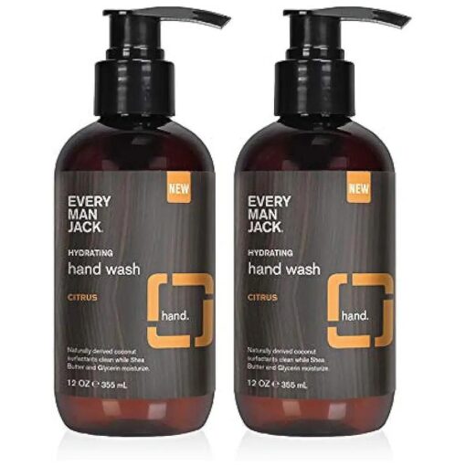 Every Man Jack Hand Wash - Citrus |12-ounce Twin Pack - 2 Bottles Included | Naturally Derived, Certified Cruelty Free, Gluten Free, Vegan