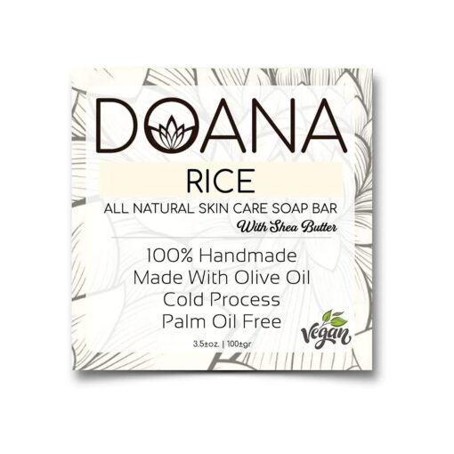 Rice Soap Bar - Now with SHEA BUTTER - Vegan With Olive Oil and Coconut Oil, Palm Oil Free, Moisturizing, Brightening Bath Wash for All Skin ( Pack of 1 )