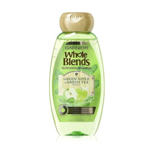 Garnier Whole Blends Shampoo with Green Apple & Green Tea Extracts, Normal Hair, 12.5 fl, oz .