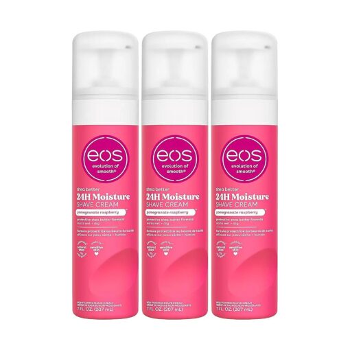 eos Shea Better Shaving Cream for Women- Pomegranate Raspberry, 24-Hour Hydration, Skin Care & Lotion with Shea Butter, 7 fl oz, 3-Pack